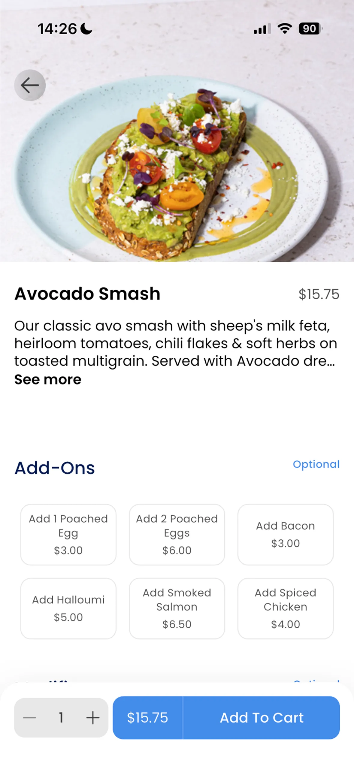 Menu Personalization screen preview